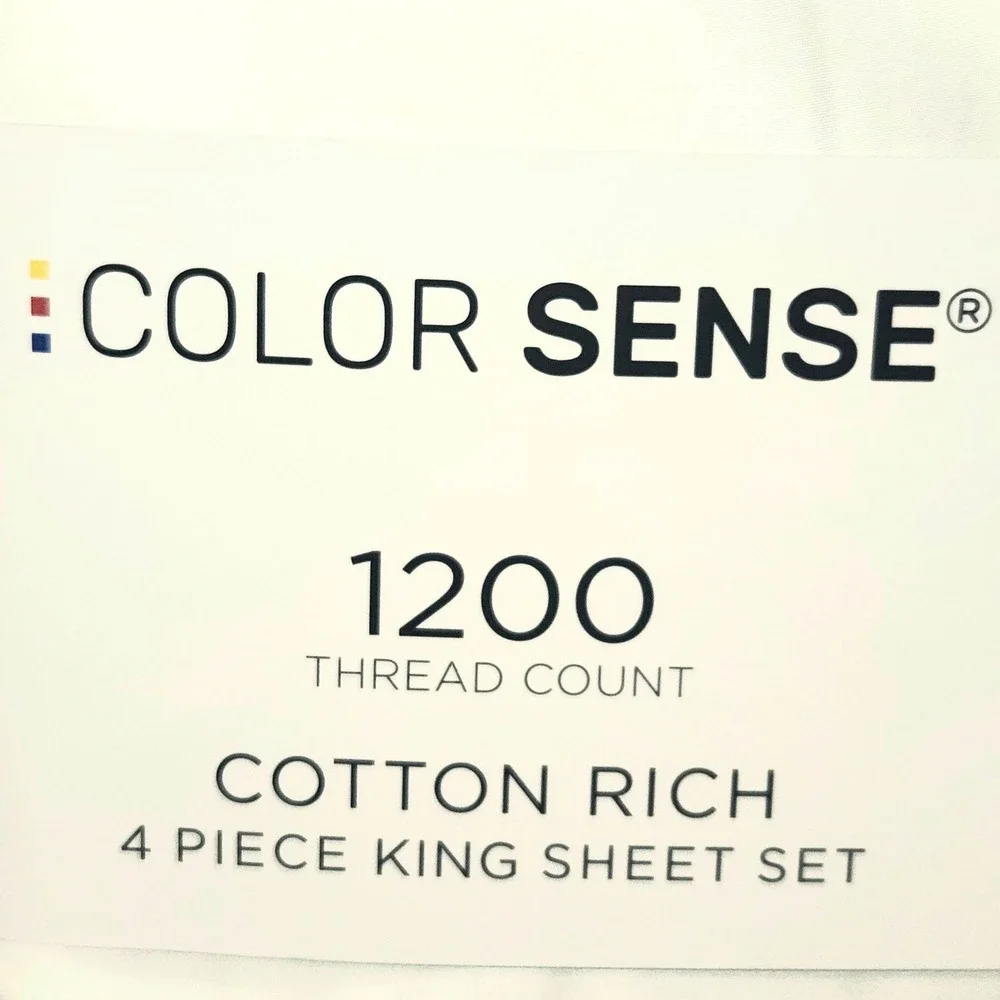 Color Sense Sheet Set King White 1200TC Cotton Rich 4pc True Grip Deep Pocket